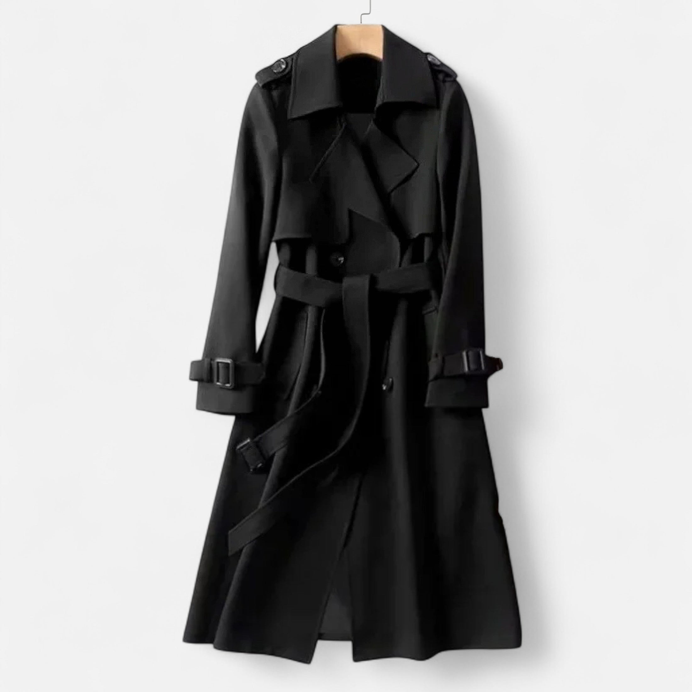 Casaco Clássico Feminino Acima do Joelho - Estilo Elegante e Sofisticado Preto