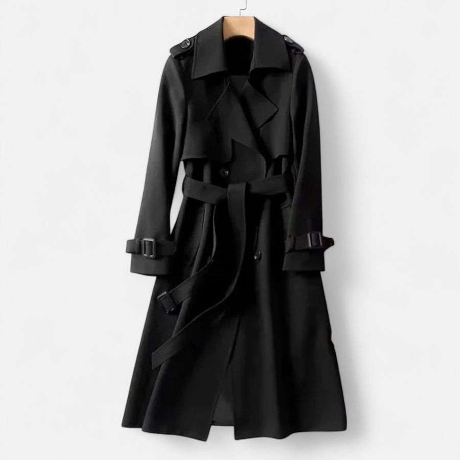 Casaco Clássico Feminino Acima do Joelho - Estilo Elegante e Sofisticado Preto
