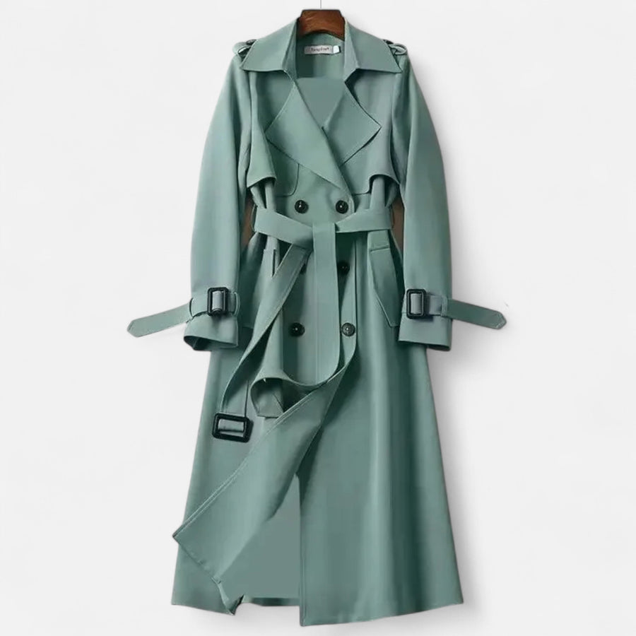 Casaco Clássico Feminino Acima do Joelho - Estilo Elegante e Sofisticado Verde
