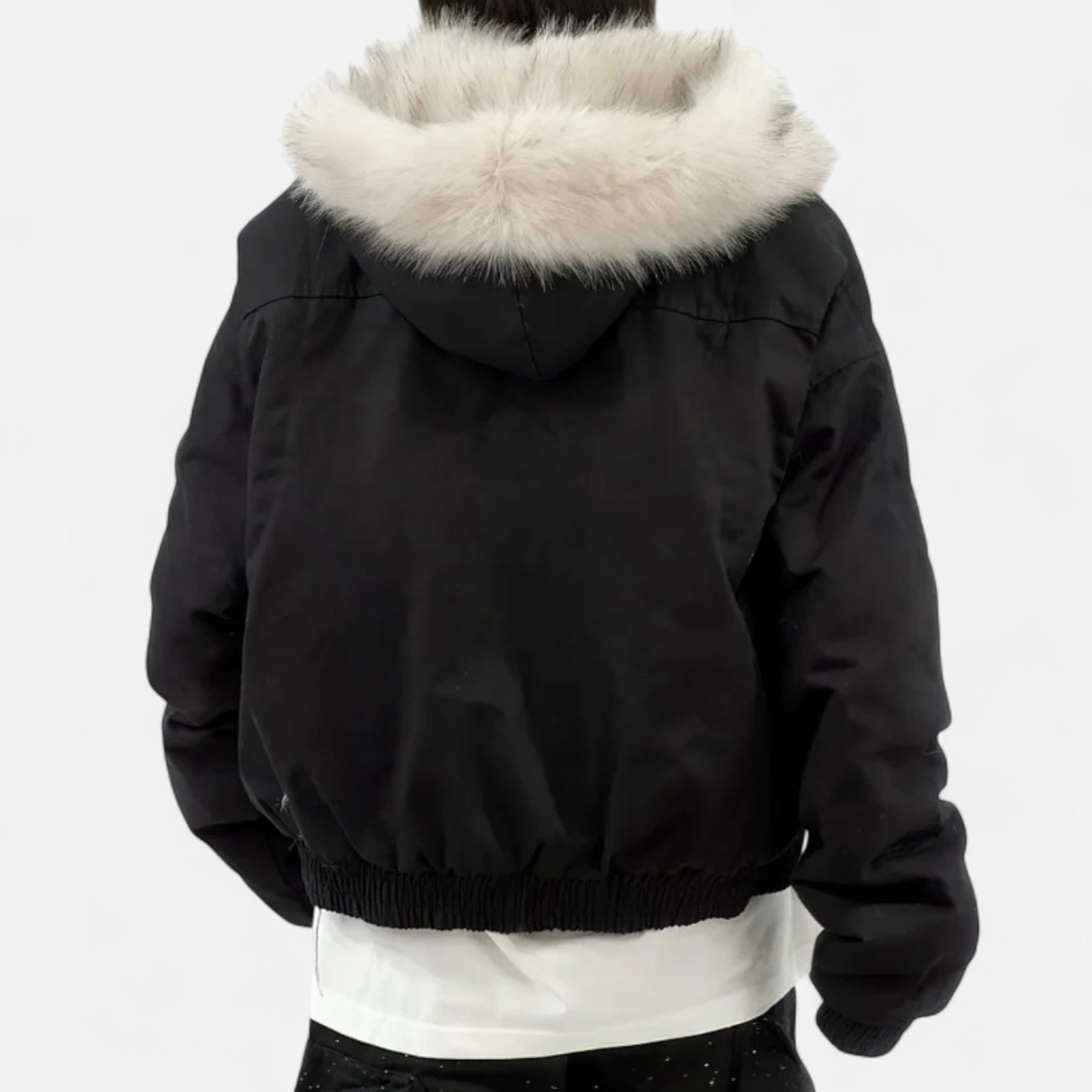 Casaco Feminino de Inverno com Capuz – Estilo Vintage e Gola de Pele