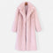 Casaco Longo Feminino de Pelúcia Falsa Rosa