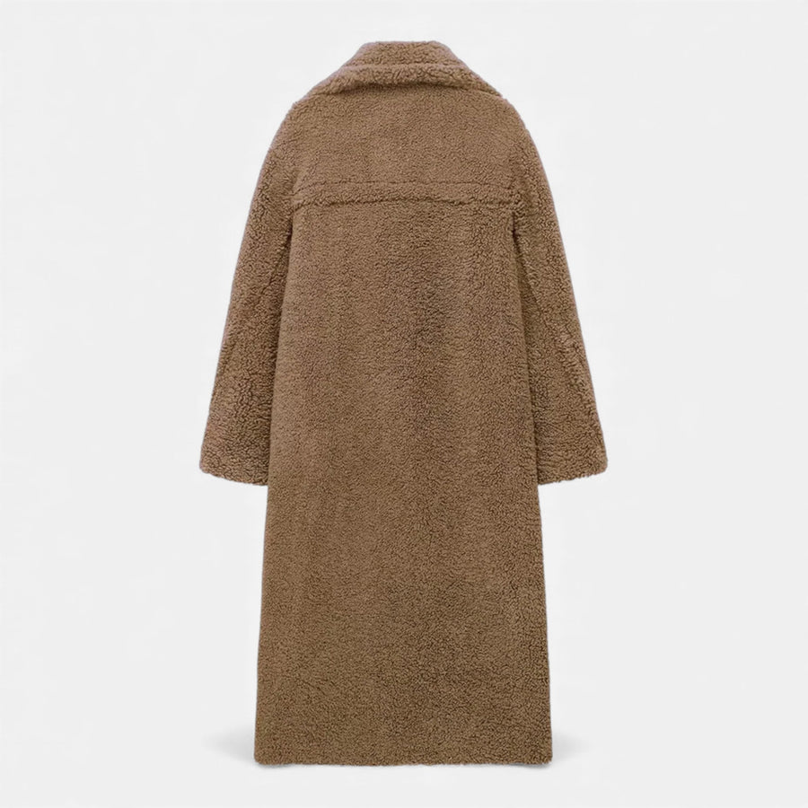 Casaco Teddy Duplo Feminino de Comprimento Longo
