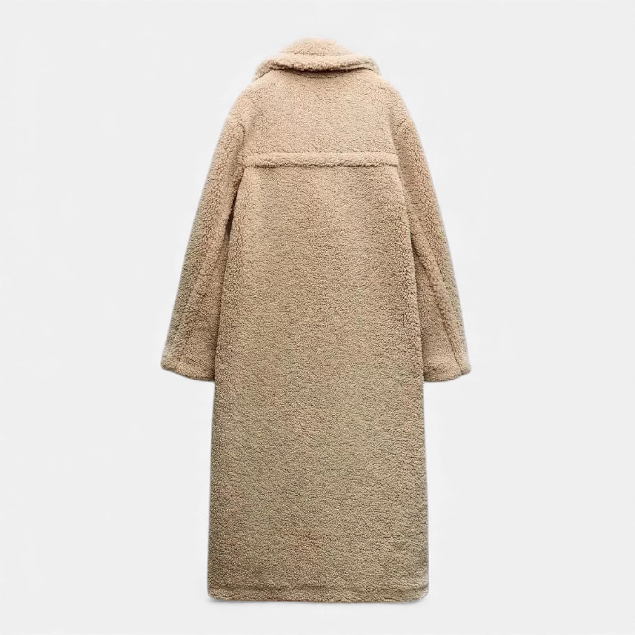 Casaco Teddy Duplo Feminino de Comprimento Longo