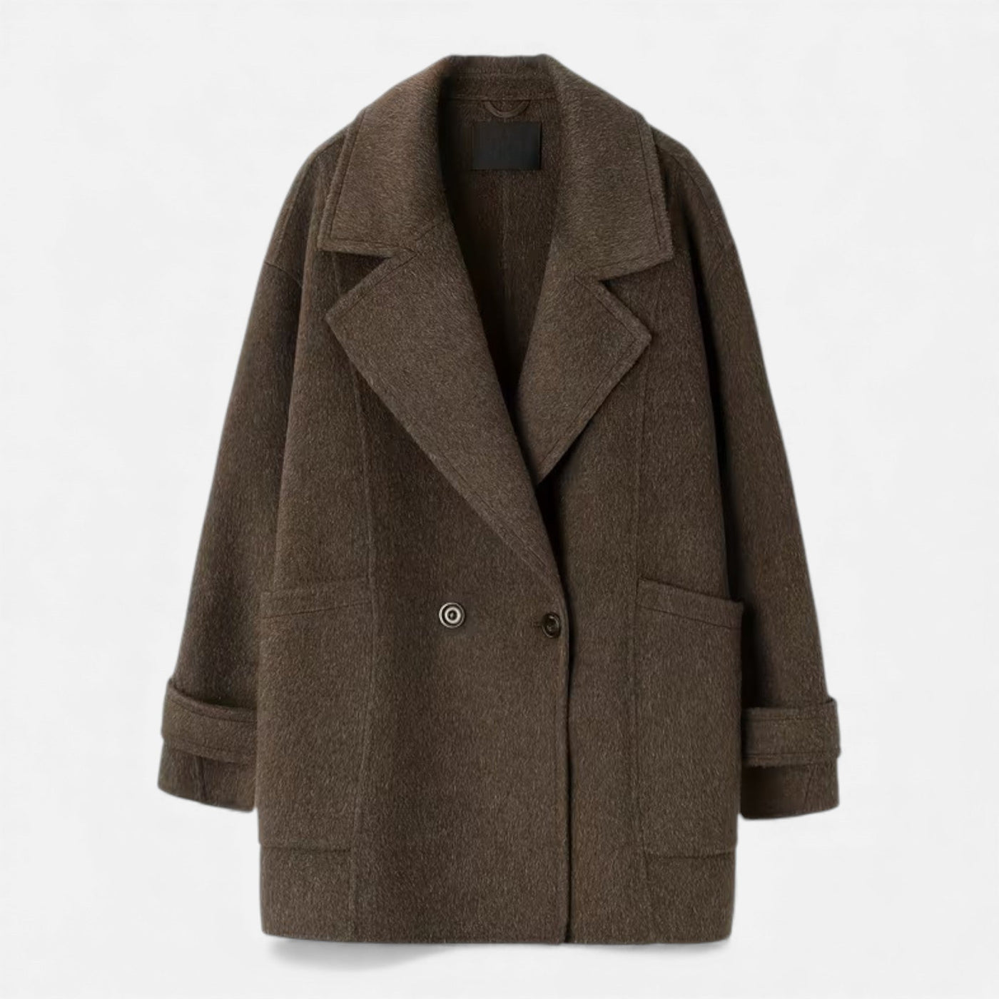 Casaco de Inverno Feminino em Lã de Alpaca Grossa Café