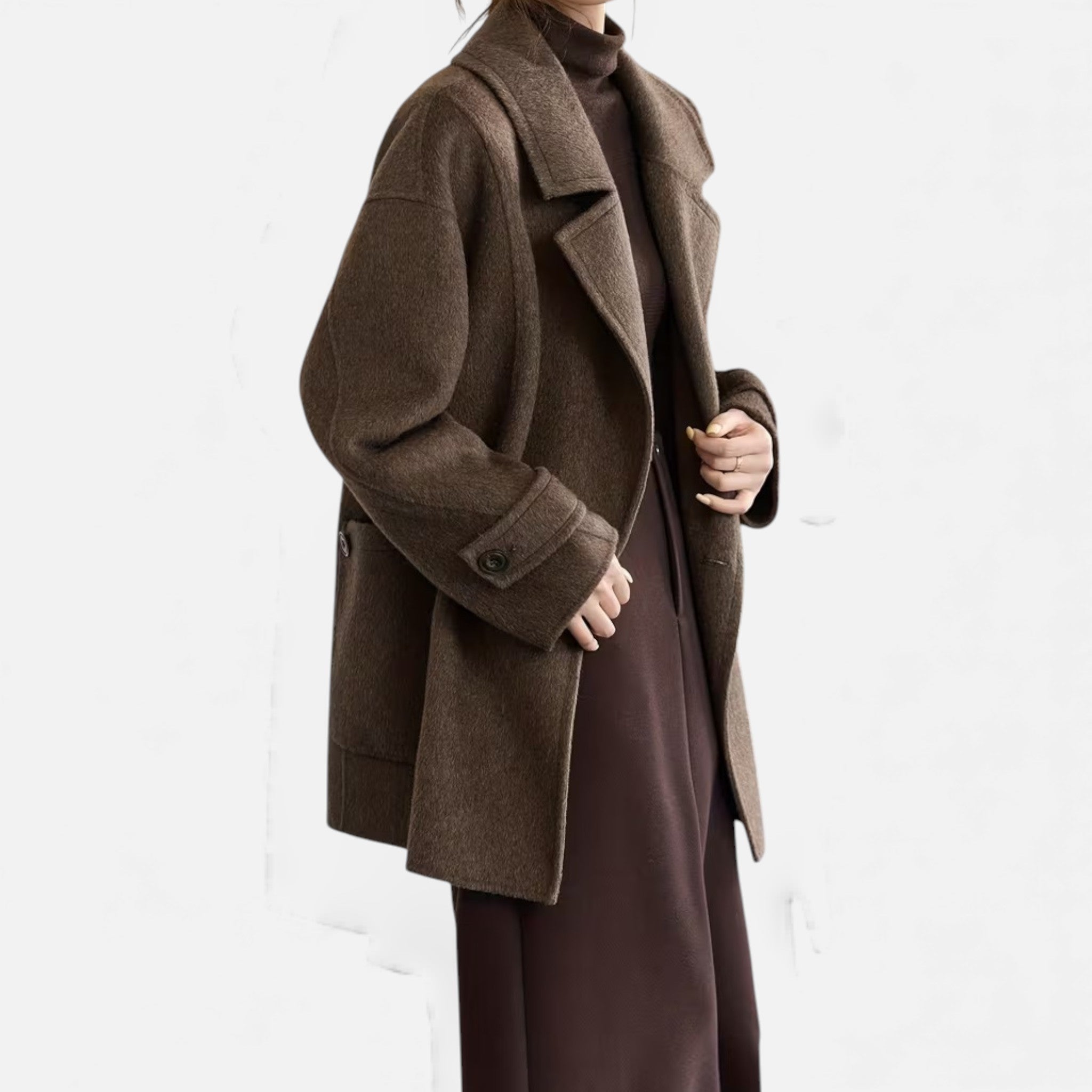 Casaco de Inverno Feminino em Lã de Alpaca Grossa