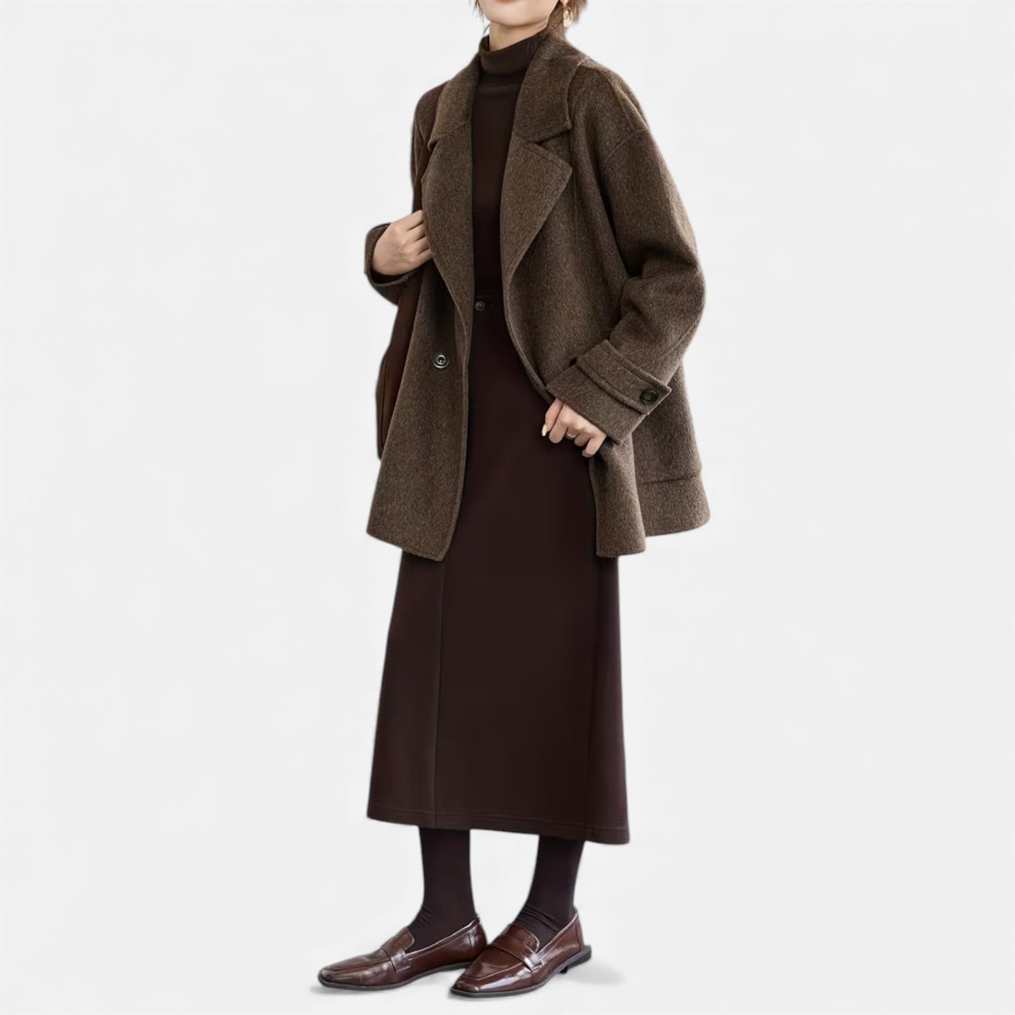Casaco de Inverno Feminino em Lã de Alpaca Grossa