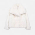 Casaco de Inverno Luxuoso em Pelo Sintético para Mulheres Branco