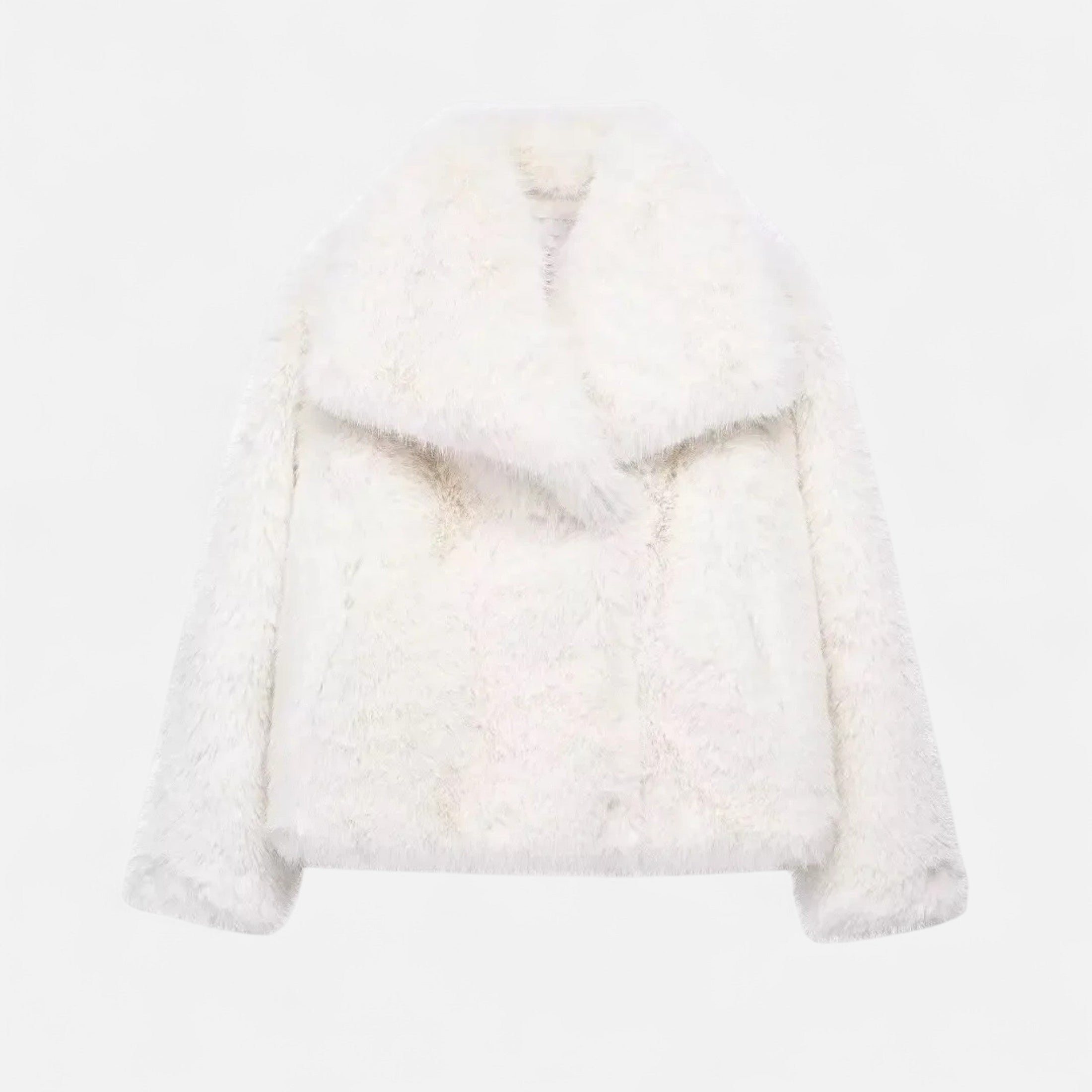 Casaco de Inverno Luxuoso em Pelo Sintético para Mulheres Branco