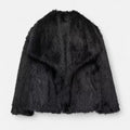 Casaco de Inverno Luxuoso em Pelo Sintético para Mulheres Preto