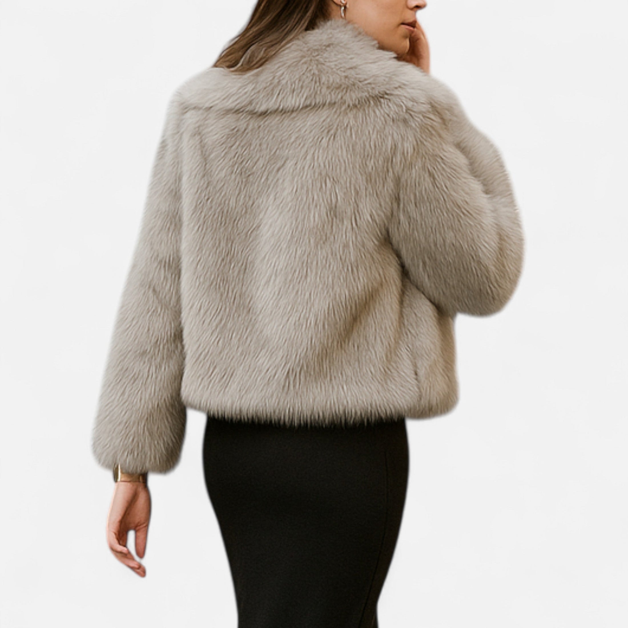 Casaco de Inverno Luxuoso em Pelo Sintético para Mulheres