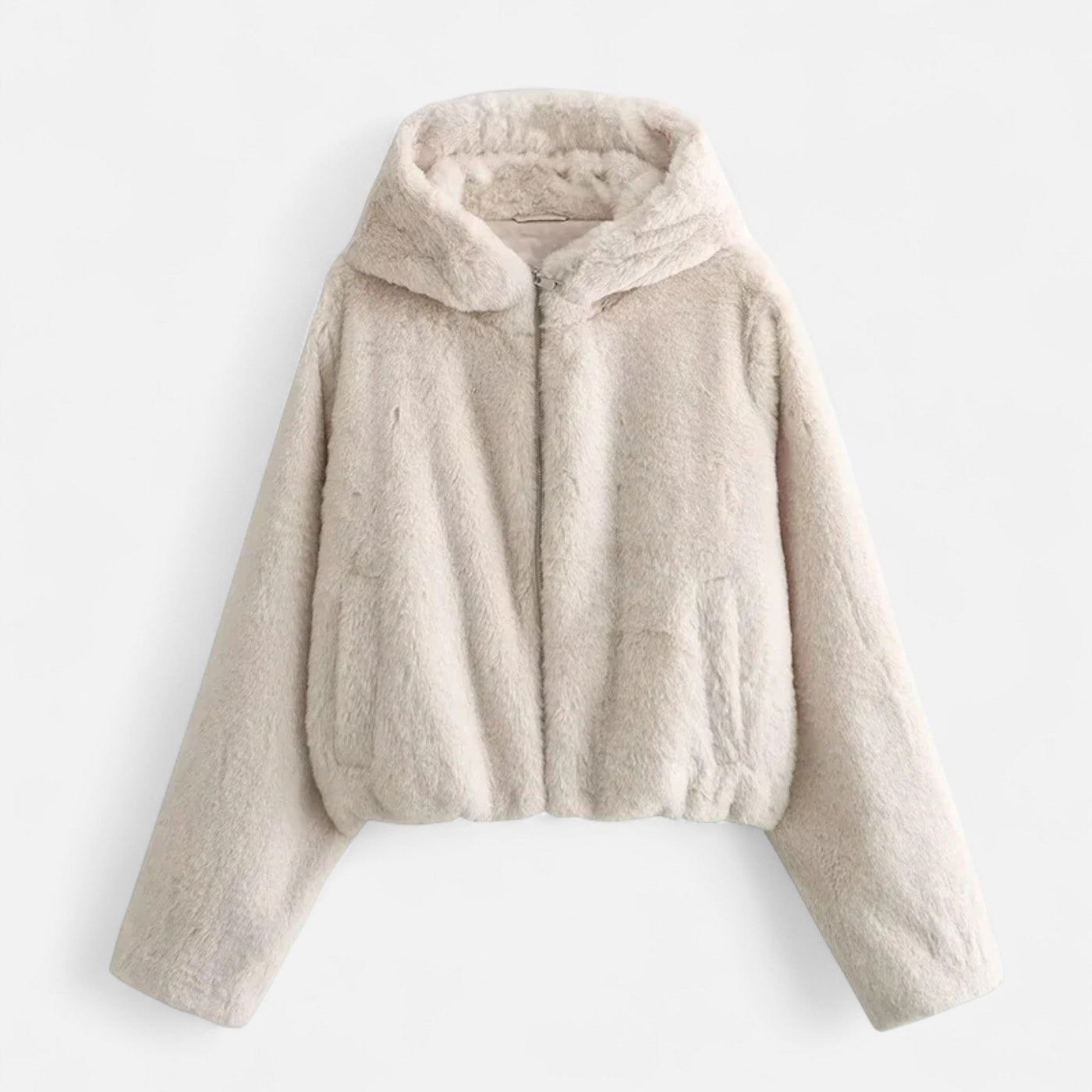 Casaco de Pele Sintética com Capuz para Mulheres – Luxuoso Conforto de Inverno Branco