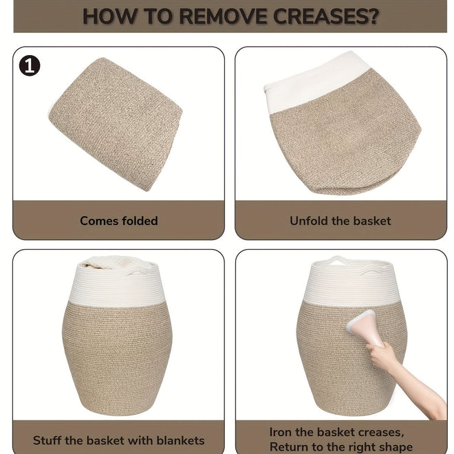Cesto Grande de Vime Trançado – Armazenamento Elegante e Resistente para Lavanderia
