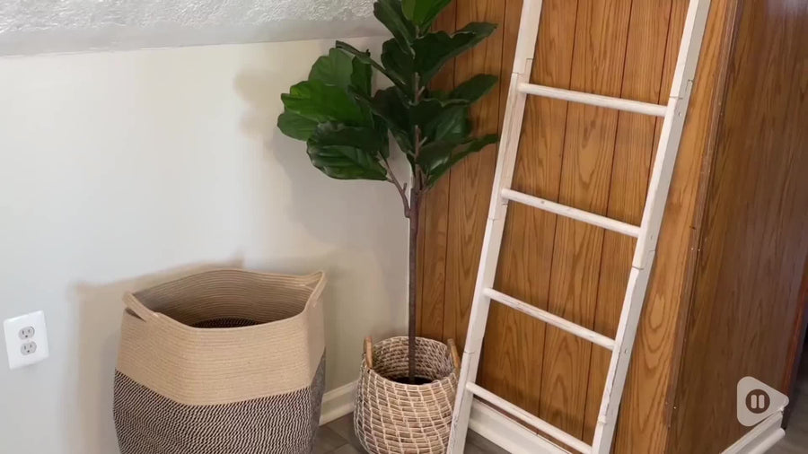 Cesto Grande de Vime Trançado – Armazenamento Elegante e Resistente para Lavanderia