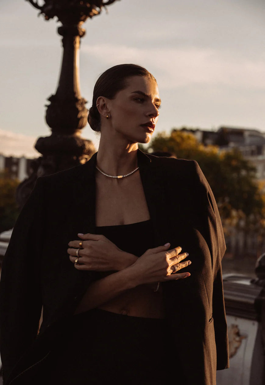 Colar Choker Cravejado Ice Diamond Gold | Faetton &Co.