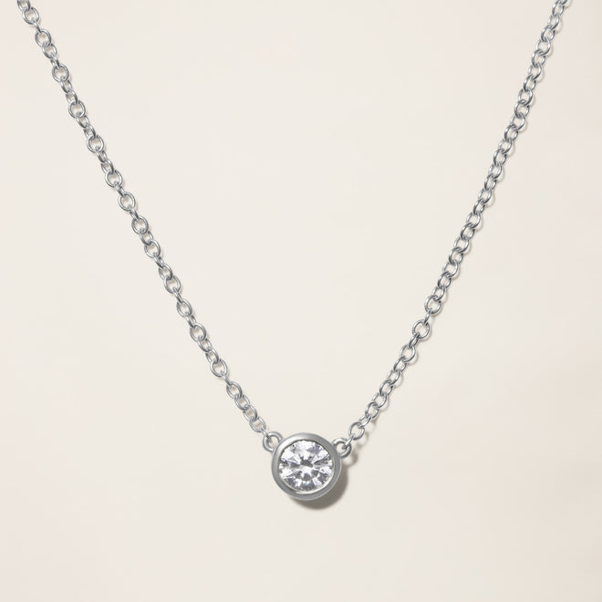 Colar Solitaire Diamond Prata Prata