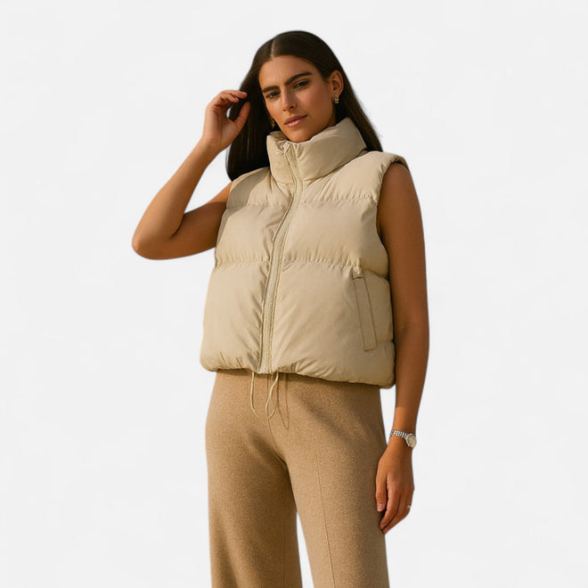 Colete de Inverno Elegante com Cintura Alta para Mulheres