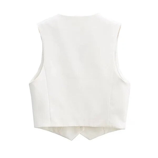 Colete feminino Branco com botões