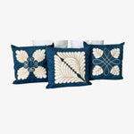 Conjunto com 5 Capas de Almofada Bordadas 45x45cm Azul