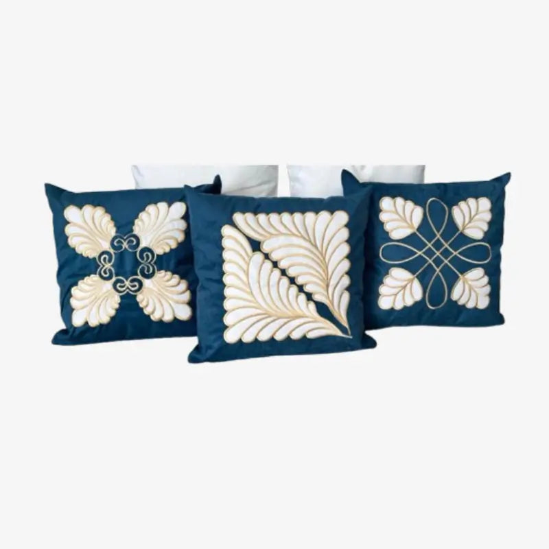 Conjunto com 5 Capas de Almofada Bordadas 45x45cm Azul