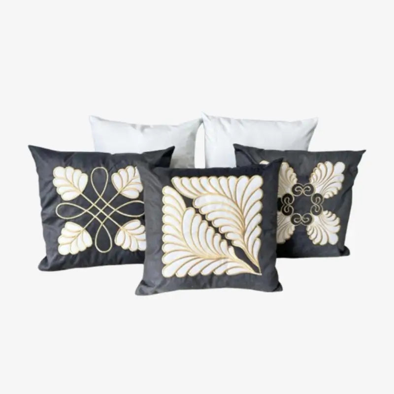 Conjunto com 5 Capas de Almofada Bordadas 45x45cm Cinza