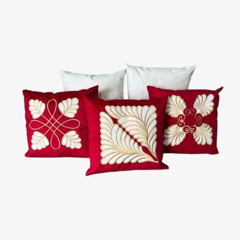Conjunto com 5 Capas de Almofada Bordadas 45x45cm Vermelho