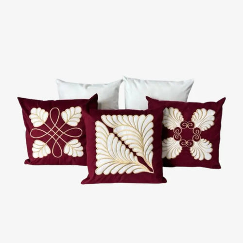 Conjunto com 5 Capas de Almofada Bordadas 45x45cm Vinho
