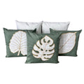 Conjunto com 5 Capas de Almofada Bordadas no Estilo Boho Chic Verde e bege