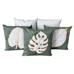Conjunto com 5 Capas de Almofada Bordadas no Estilo Boho Chic Verde e bege
