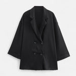 Conjunto de Blazer e Calças Amassadas Feminino – Elegância Escultural para o Outono
