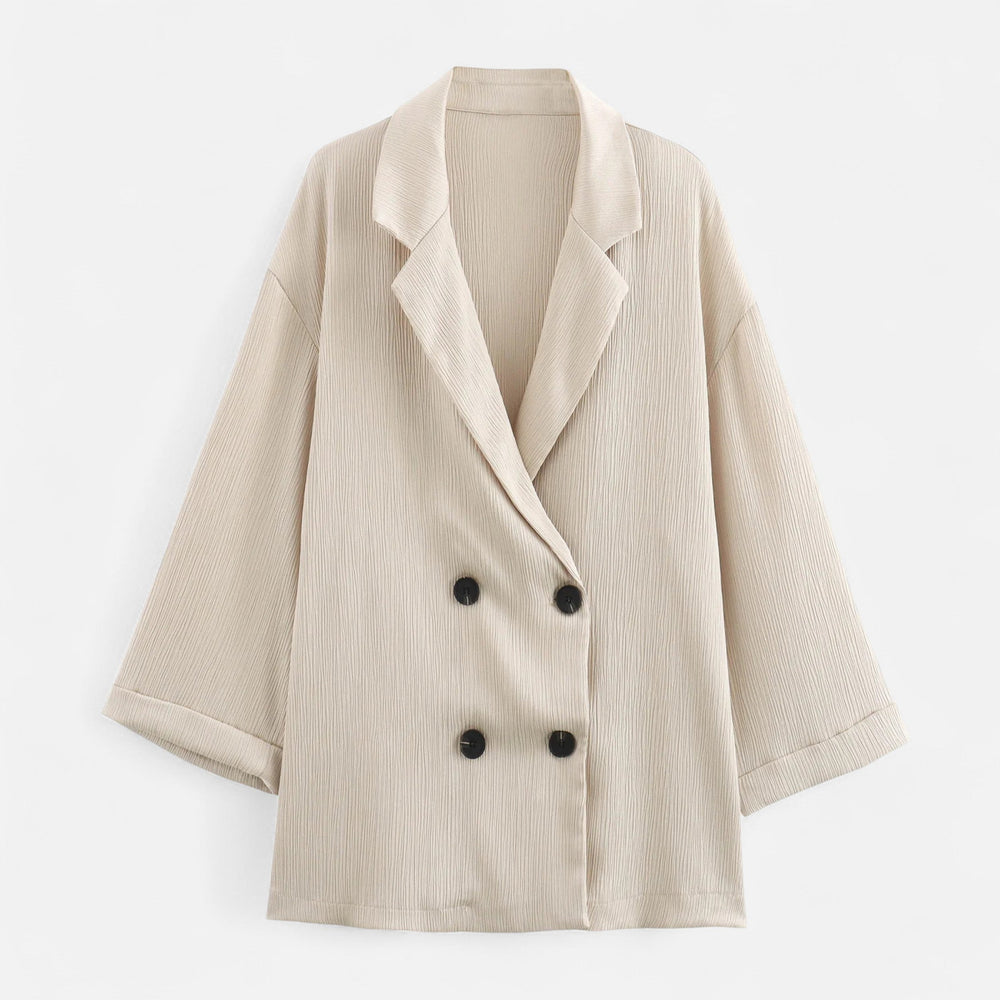 Conjunto de Blazer e Calças Amassadas Feminino – Elegância Escultural para o Outono
