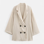 Conjunto de Blazer e Calças Amassadas Feminino – Elegância Escultural para o Outono