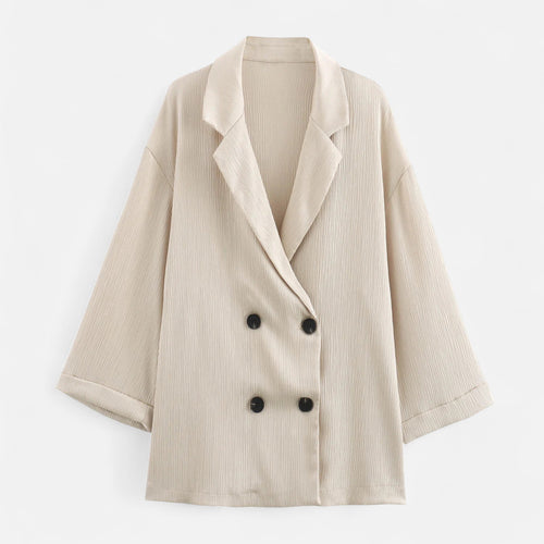 Conjunto de Blazer e Calças Amassadas Feminino – Elegância Escultural para o Outono
