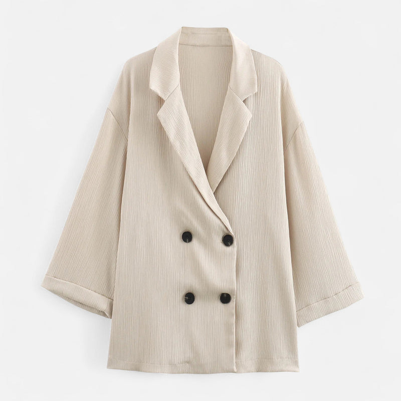 Conjunto de Blazer e Calças Amassadas Feminino – Elegância Escultural para o Outono