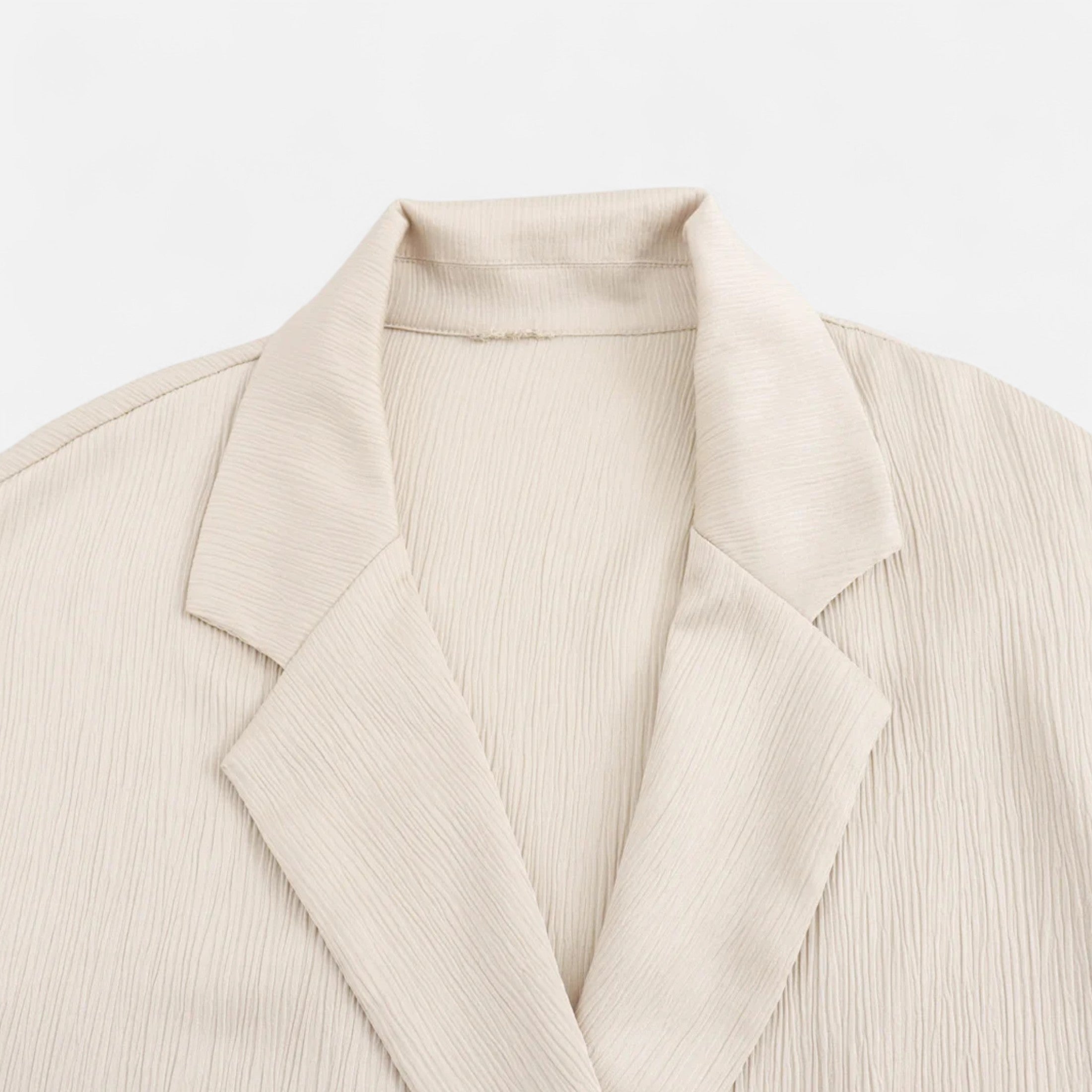Conjunto de Blazer e Calças Amassadas Feminino – Elegância Escultural para o Outono