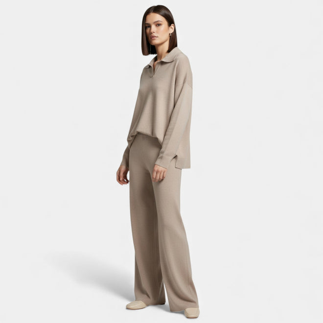Conjunto de Lounge em Toque de Cashmere para Mulheres com Elegante Detalhe em Tricô