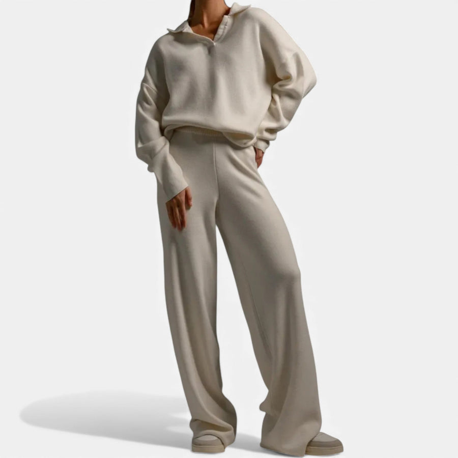 Conjunto de Lounge em Toque de Cashmere para Mulheres com Elegante Detalhe em Tricô