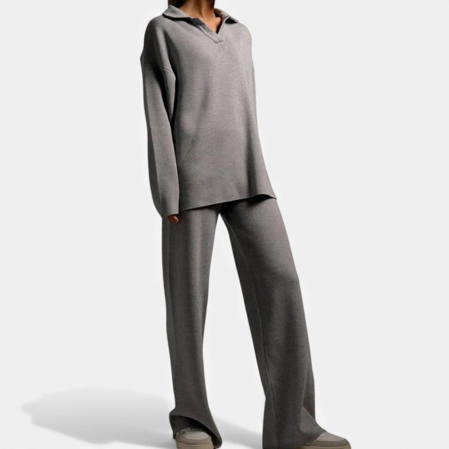Conjunto de Lounge em Toque de Cashmere para Mulheres com Elegante Detalhe em Tricô