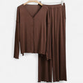Conjunto de Loungewear de Dois Peças para Mulheres com Toque de Cashmere Café Tamanho Único