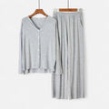 Conjunto de Loungewear de Dois Peças para Mulheres com Toque de Cashmere Cinza Claro Tamanho Único