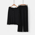 Conjunto de Loungewear de Dois Peças para Mulheres com Toque de Cashmere Preto Tamanho Único