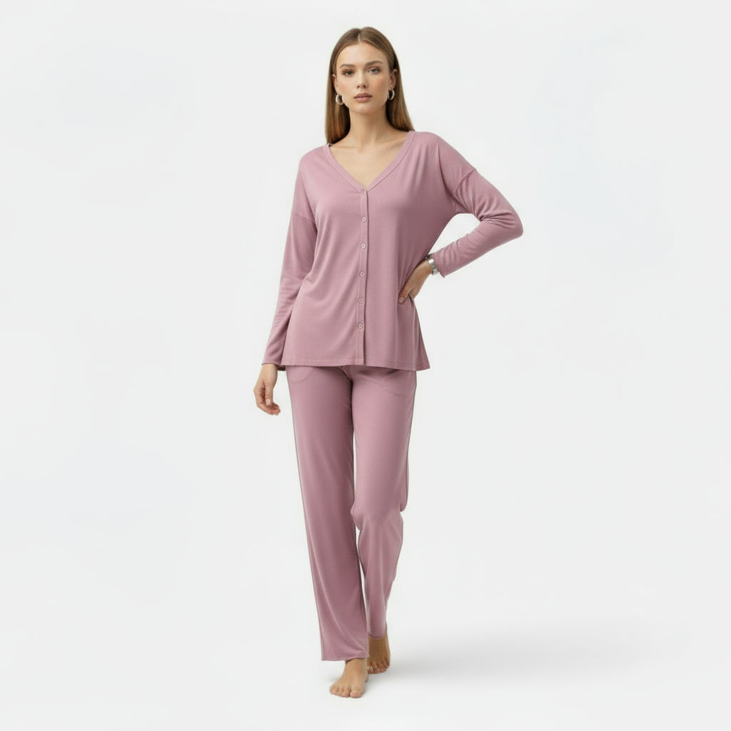 Conjunto de Loungewear de Dois Peças para Mulheres com Toque de Cashmere