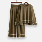 Conjunto de Malha Feminino em Dois Peças – Elegância Inverno Sem Esforço Verde Oliva Tamanho único