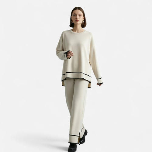 Conjunto de Malha Feminino em Dois Peças – Elegância Inverno Sem Esforço