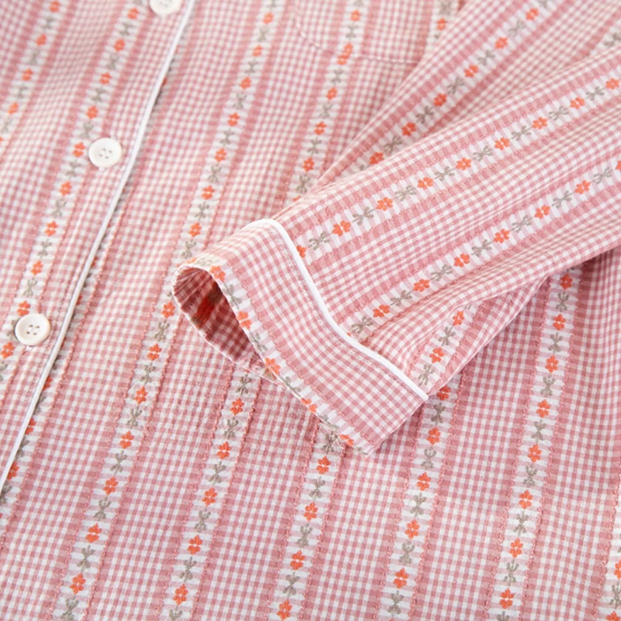 Conjunto de Pijama de Algodão Puro com Estilo Cardigã para Mulheres