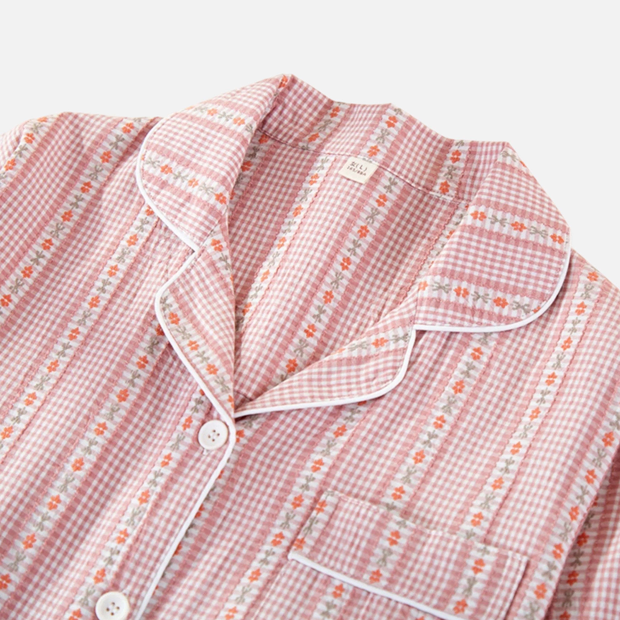 Conjunto de Pijama de Algodão Puro com Estilo Cardigã para Mulheres