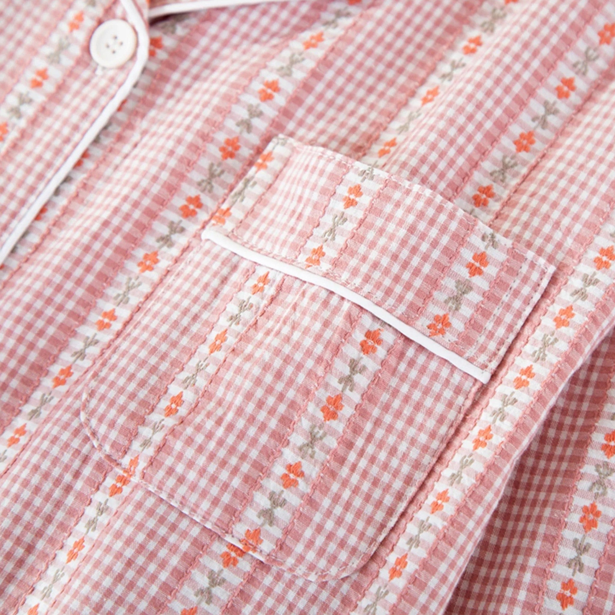 Conjunto de Pijama de Algodão Puro com Estilo Cardigã para Mulheres