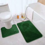 Conjunto de Tapetes para Banho Velour Leaf Comfort • Super Macios e Absorventes Verde Floresta
