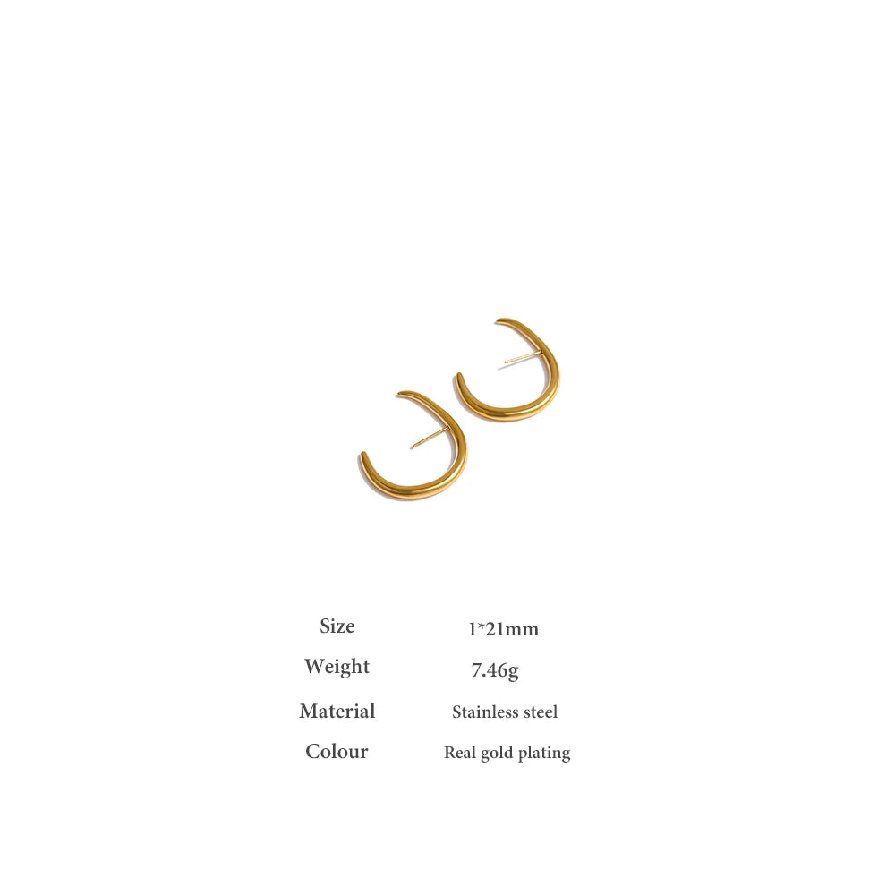 Yhpup Chic New Stainless Steel Big Golden Stud Earrings Metal Water Proof  Statement Minimalist Charming Trendy Brand Jewelry