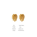 Yhpup Statement Tassel Bead Stud Earrings Gold Stainless Steel Waterproof Fashion Jewelry 18 K Plated Metal Women
