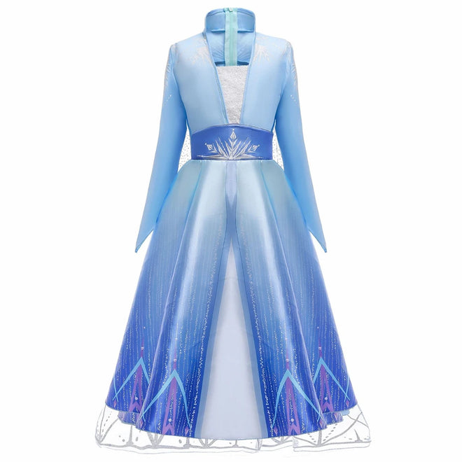 Vestido Feminino Infantil Elsa Frozen Para Meninas de 3-10 anos